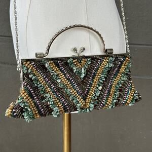 Vintage Handmade Jeweled Beaded Rhinestone Multicolor Evening Purse Handbag